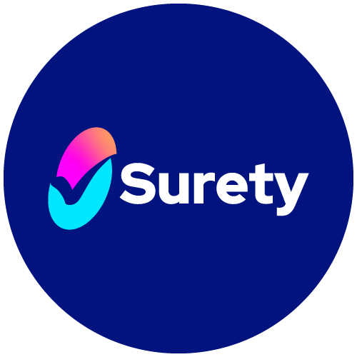Logo de Suretys en un botón flotante